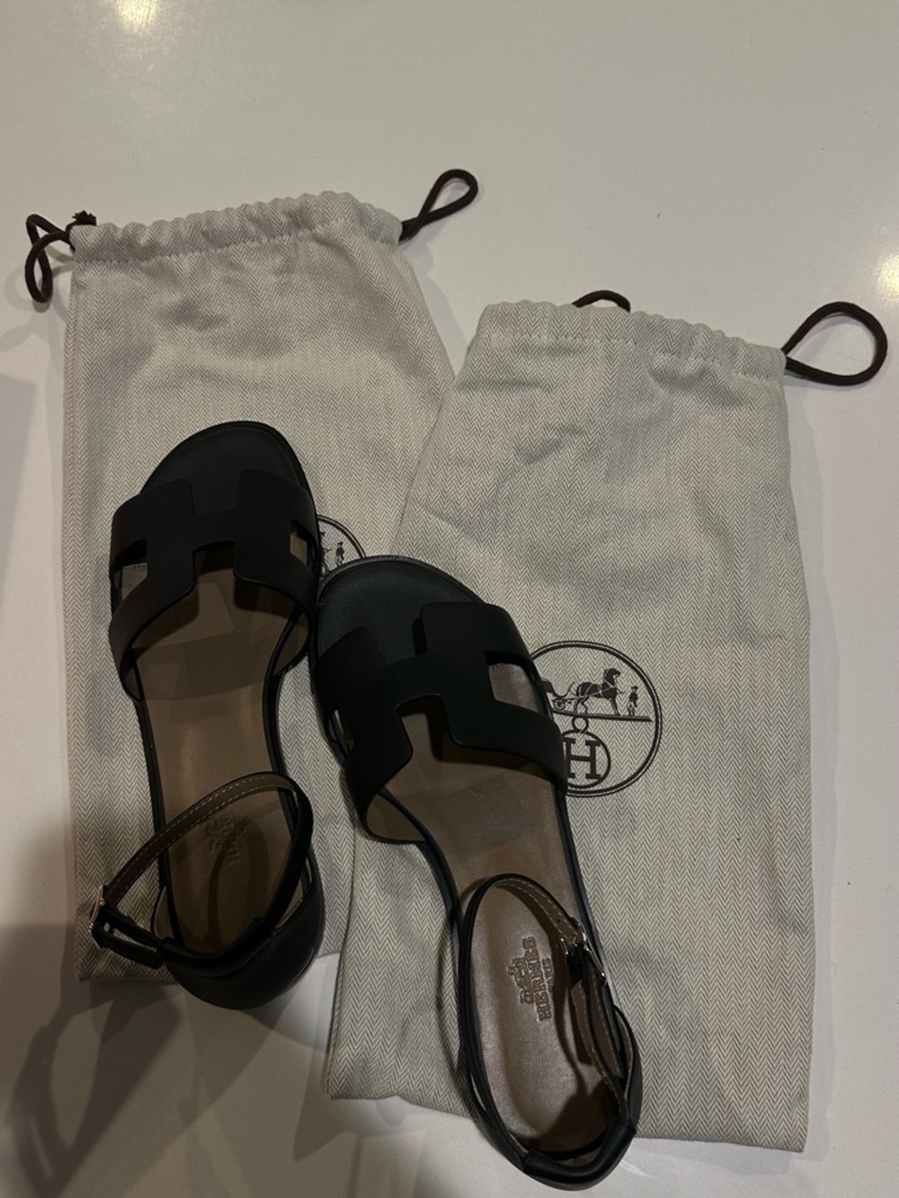 Hermes Black Leather Slide Sandals - Picture 2 of 6